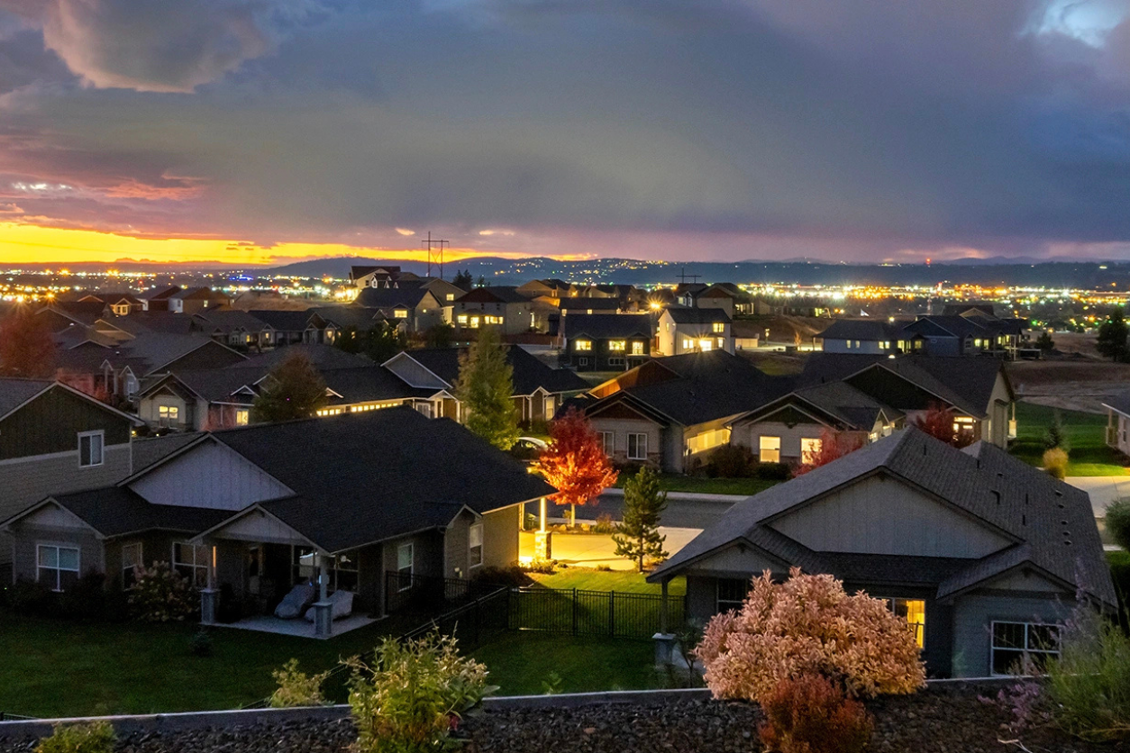 Suburban neighborhood in dusk